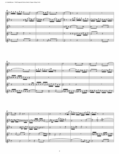 Fugue 04 from Well-Tempered Clavier, Book 2 (Saxophone Quintet) image number null