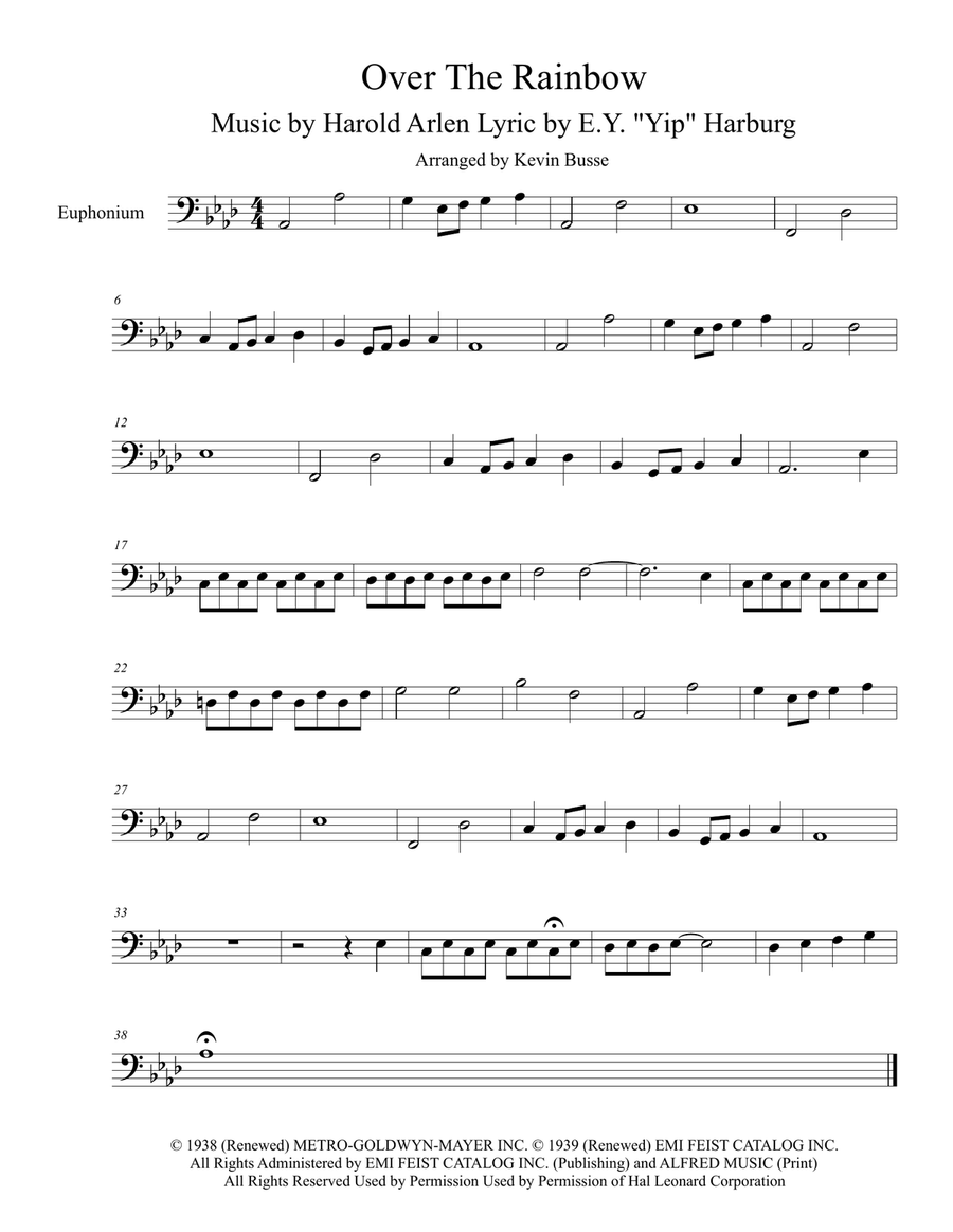 Over The Rainbow (from The Wizard Of Oz) Euphonium scores gallery preview page 1