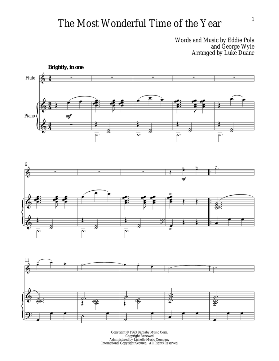 The Most Wonderful Time Of The Year Flute Solo scores gallery preview page 1