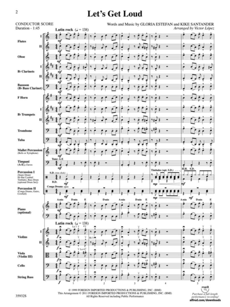 Let's Get Loud Full Orchestra scores gallery preview page 2