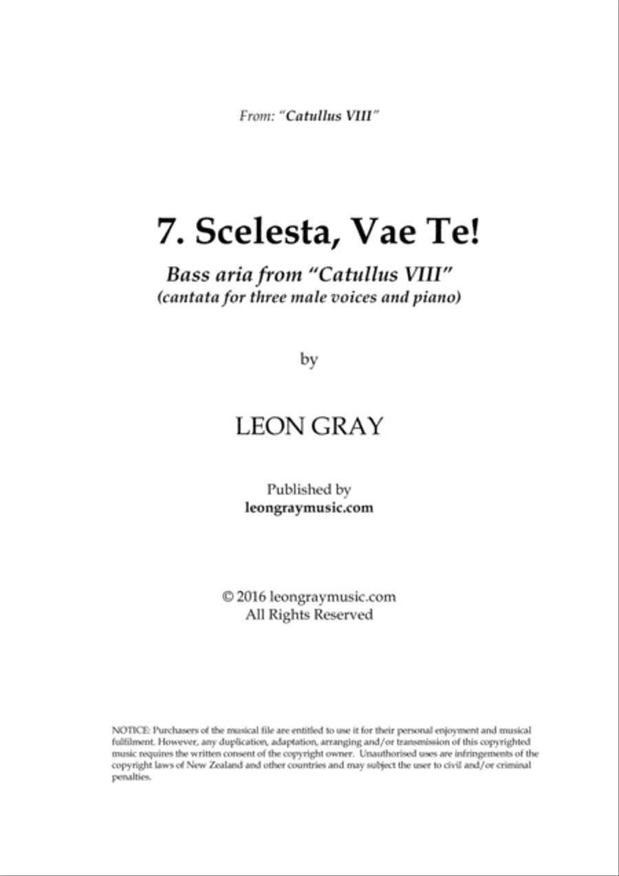 Scelesta, Vae Te, from trio cantata 'Catullus VIII' Bass Voice scores gallery preview page 1