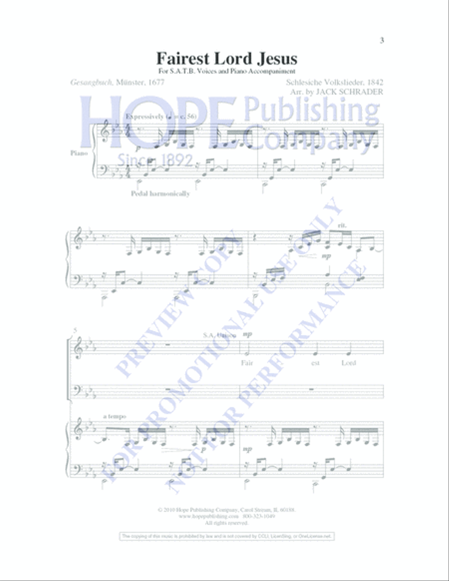 Fairest Lord Jesus Fairest Lord Jesus 4-Part scores gallery preview page 3