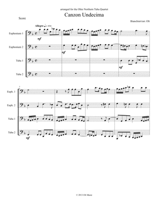 Book cover for Canzon Undecima for tuba quartet