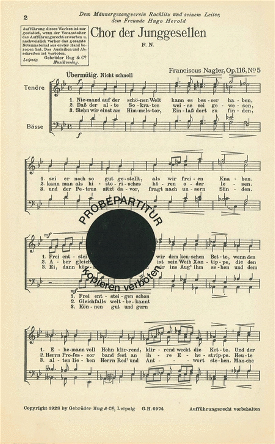 Chor der Jungesellen Men's Choir scores gallery preview page 1