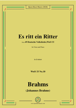 Book cover for Brahms-Es ritt ein Ritter,WoO 33 No.10,in d minor,for Voice and Piano