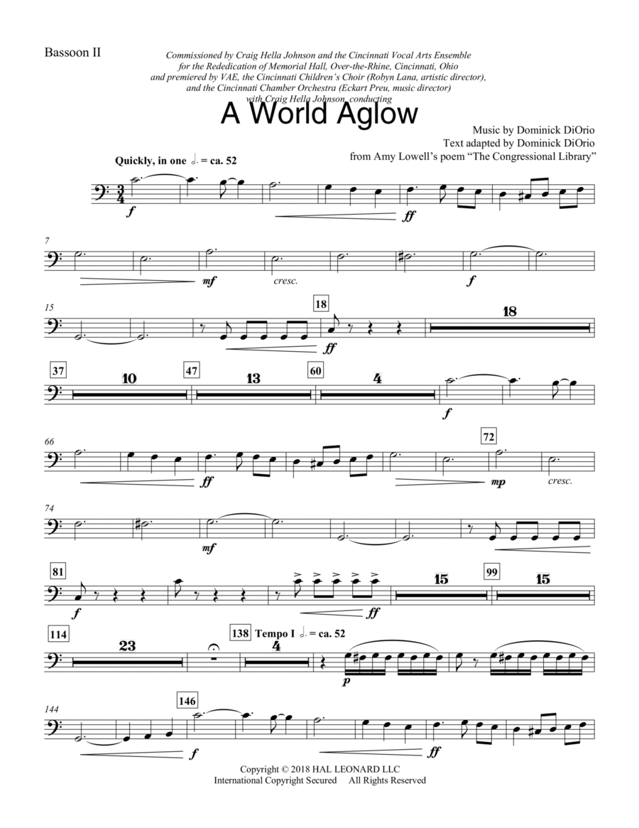 A World Aglow - Bassoon 2 Choir scores gallery preview page 1