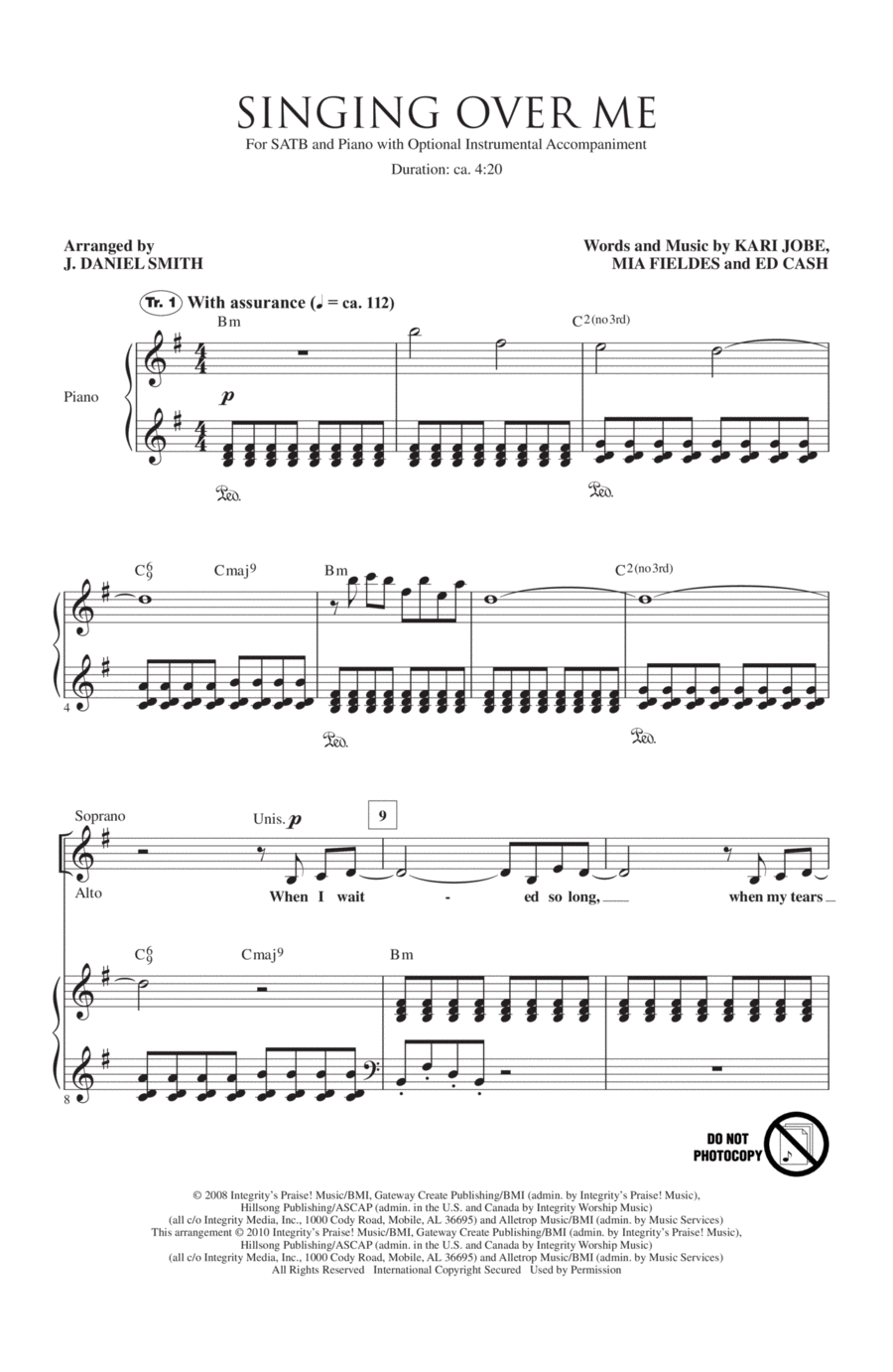 Singing Over Me 4-Part scores gallery preview page 1