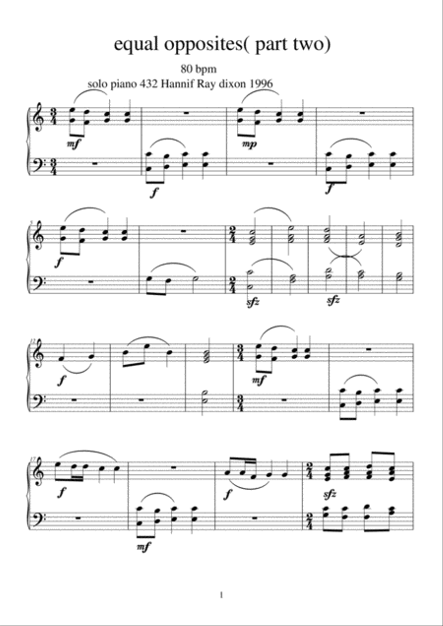 equal opposites (part two) Piano Solo scores gallery preview page 1