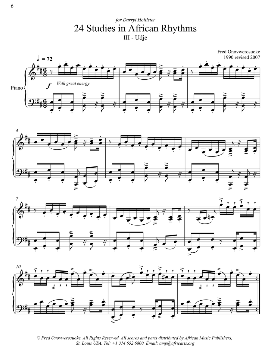Twenty-Four Studies in African Rhythms, No. 3 Piano Method scores gallery preview page 1