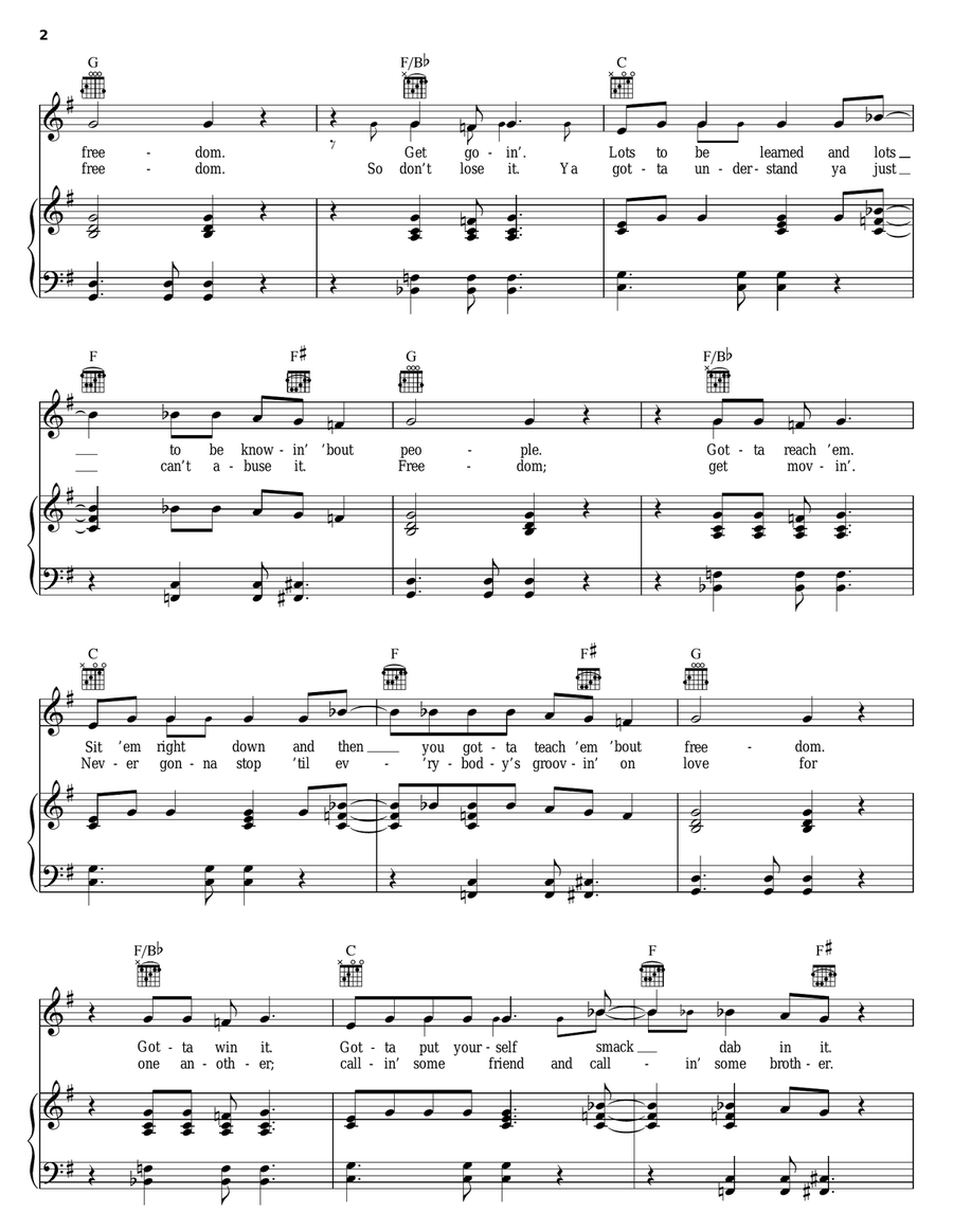 Mother Freedom Piano, Vocal, Guitar scores gallery preview page 2