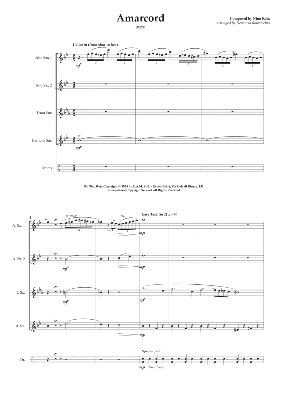Amarcord Woodwind Quartet scores gallery preview page 1