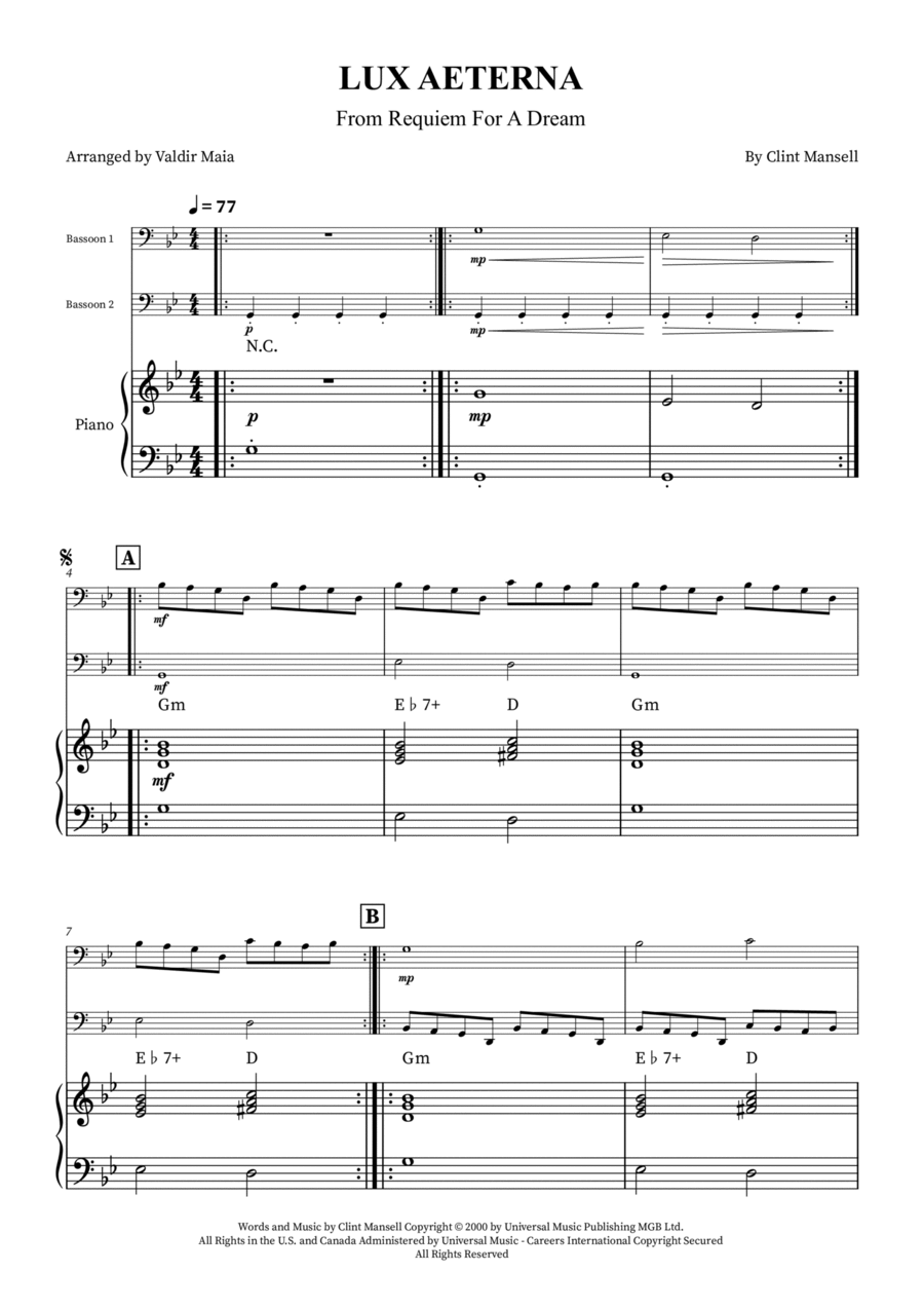 Lux Aeterna Woodwind Duet scores gallery preview page 1