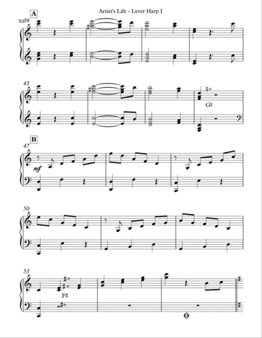 Artist’s Life, Op. 316 - Pedal Harp I Pedal Harp scores gallery preview page 4