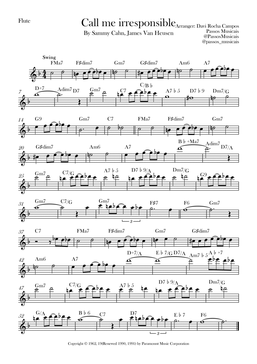 Call Me Irresponsible Flute Solo scores gallery preview page 1