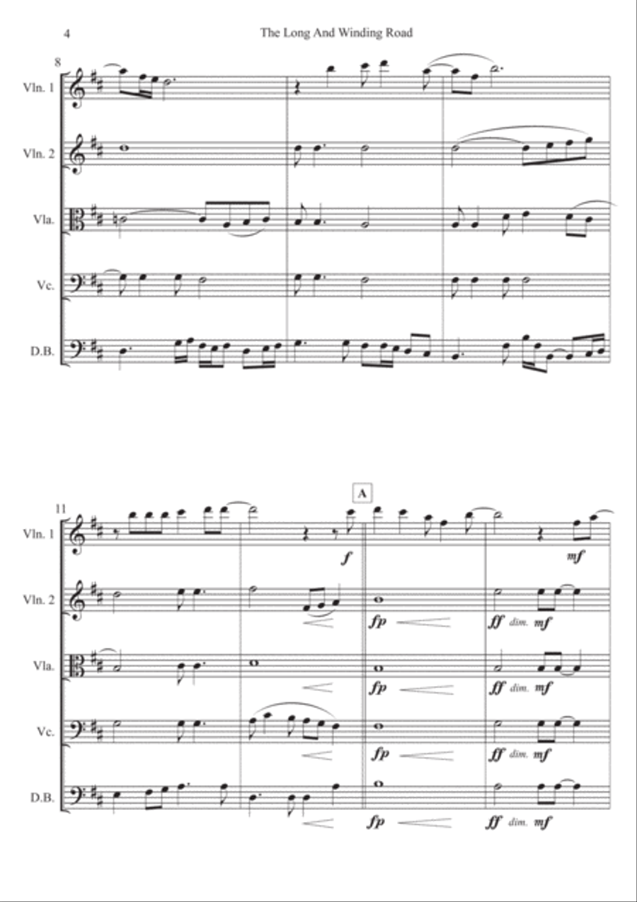The Long And Winding Road String Quintet scores gallery preview page 4