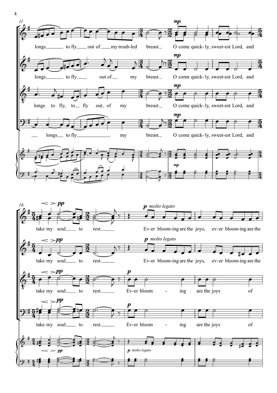 Never weather-beaten sail (SATB unaccompanied) Divisi scores gallery preview page 4