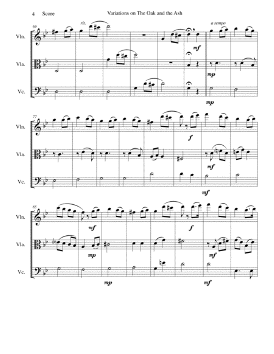 Variations on The Oak and the Ash (A north country Maid) for string trio String Trio scores gallery preview page 4