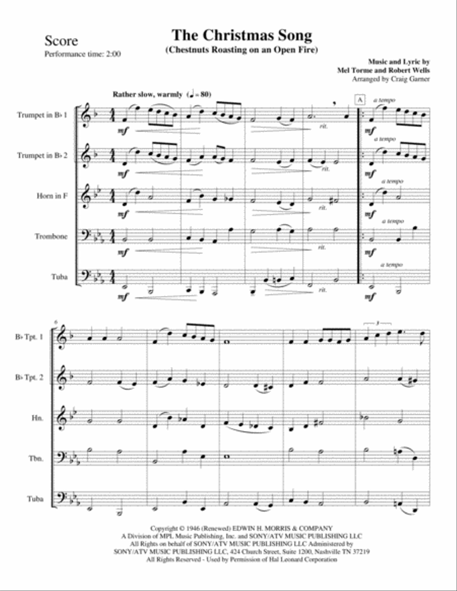 The Christmas Song (Chestnuts Roasting On An Open Fire) Brass Ensemble scores gallery preview page 3
