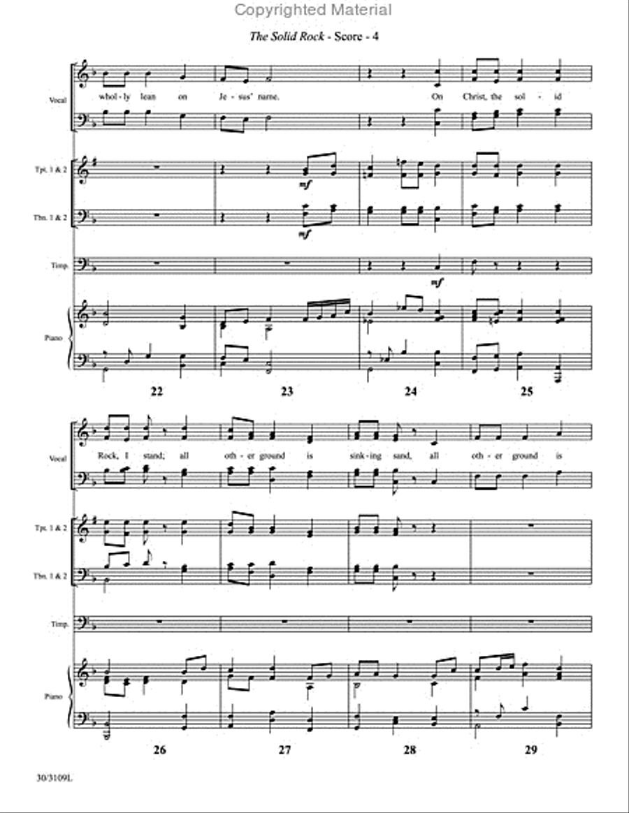 The Solid Rock - Brass Quartet Score and Parts Choir scores gallery preview page 5