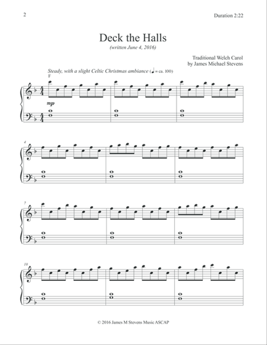 Deck the Halls (Christmas Piano) Piano Solo scores gallery preview page 2