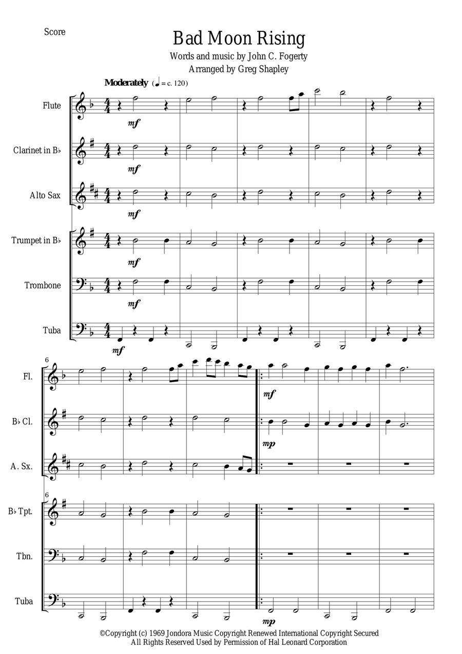 Bad Moon Rising Small Ensemble scores gallery preview page 1