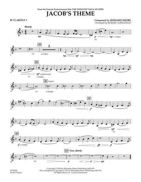 Jacob's Theme (from The Twilight Saga: Eclipse) - Bb Clarinet 1
