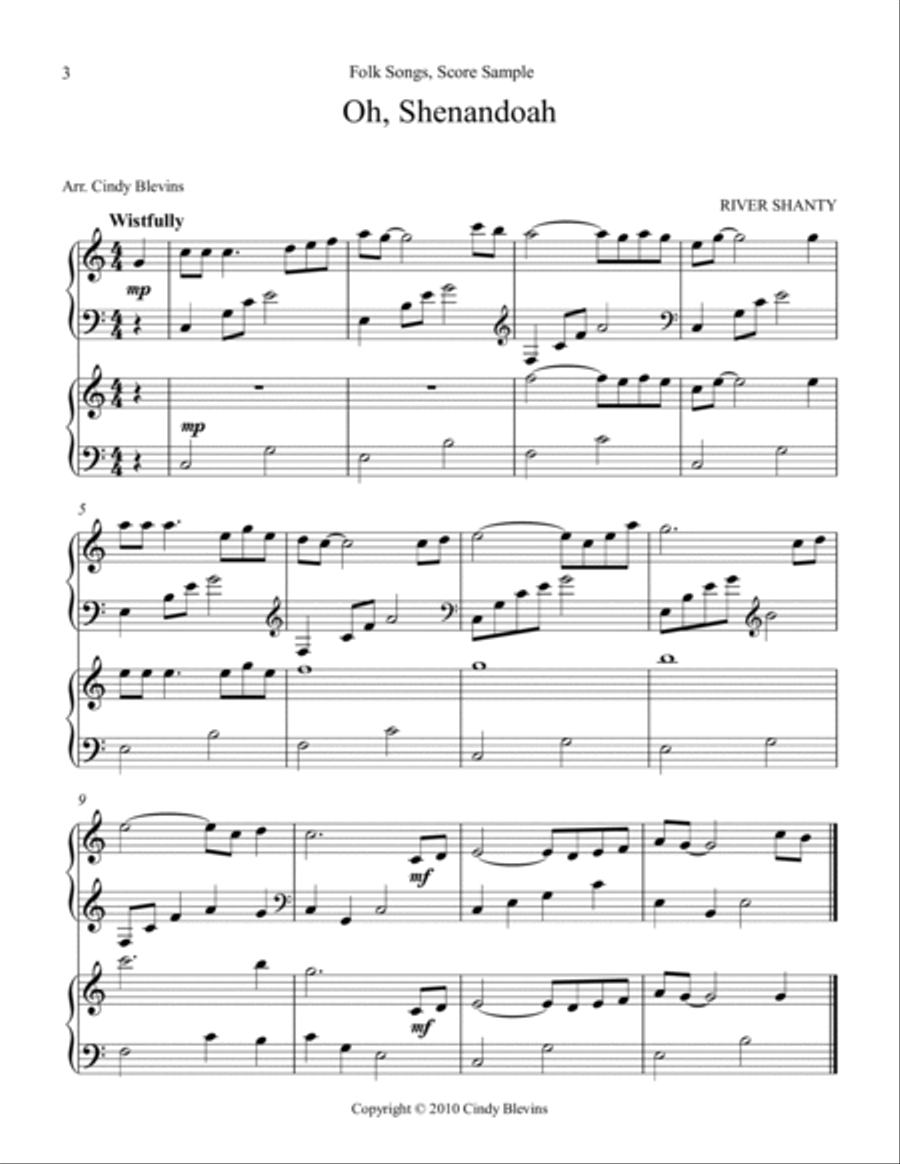 Folk Songs, Harp Duet Collection (10 arrangements) Harp scores gallery preview page 4