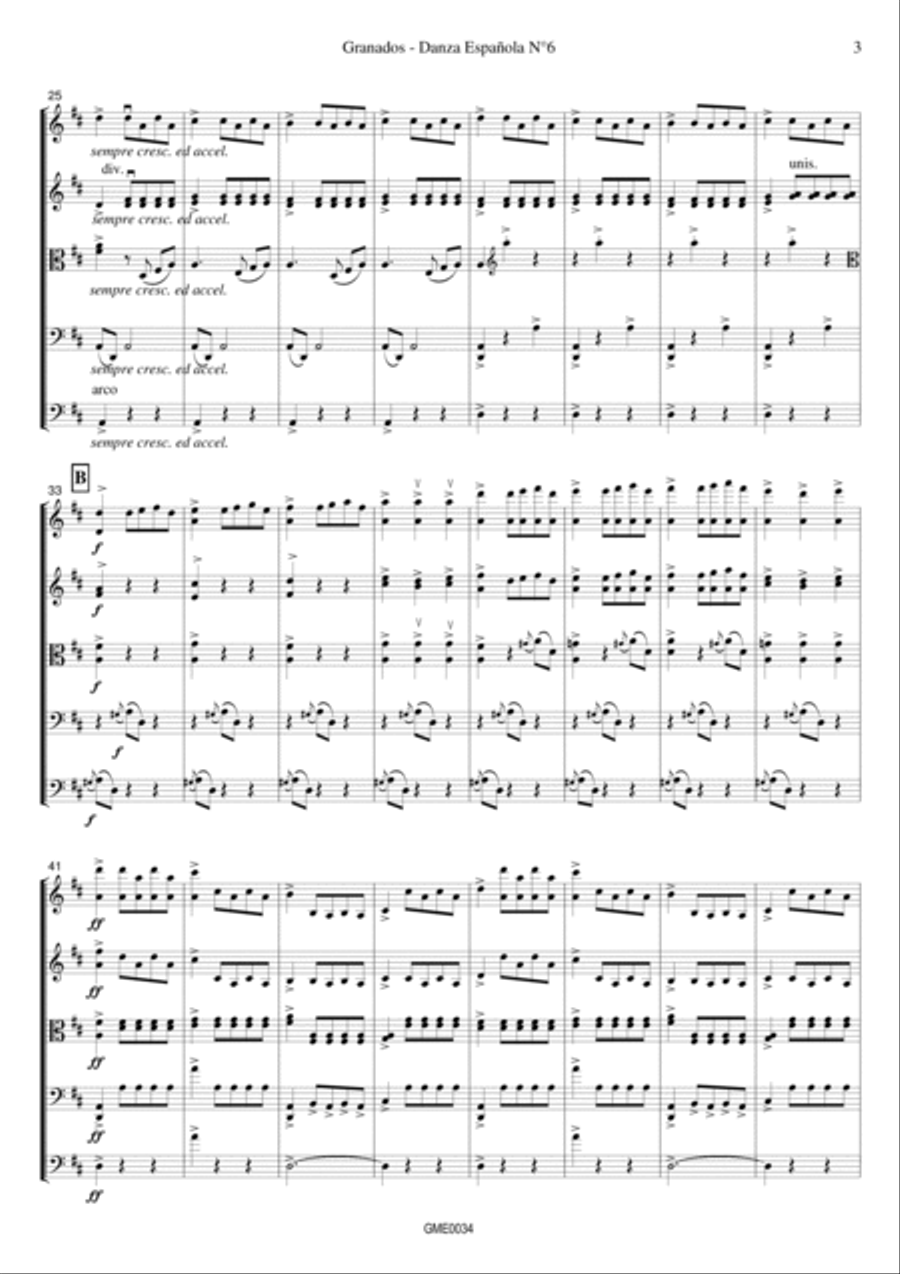 Granados - Spanish Dance No.6 - Arrangement for Strings String Orchestra scores gallery preview page 5