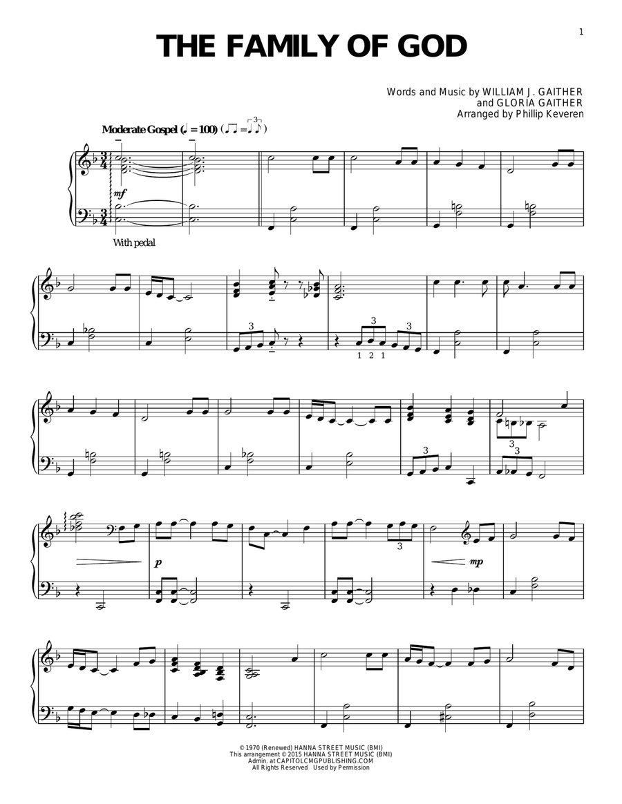The Family Of God (arr. Phillip Keveren) Piano Solo scores gallery preview page 1