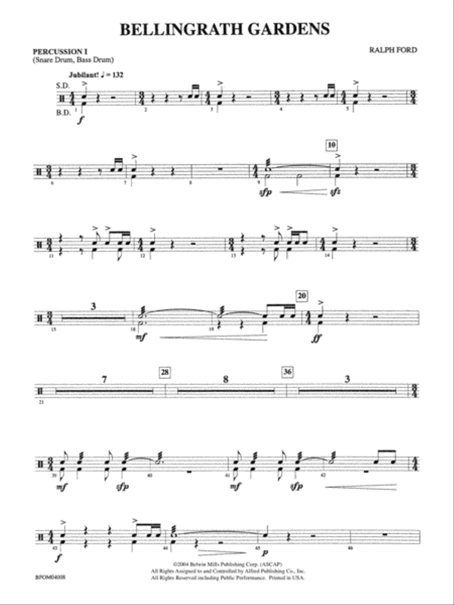 Bellingrath Gardens: 1st Percussion Full Orchestra scores gallery preview page 1