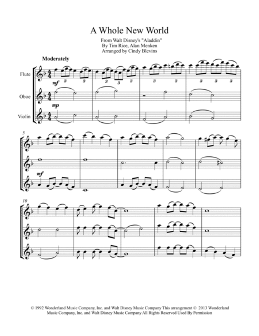 A Whole New World Flute scores gallery preview page 2