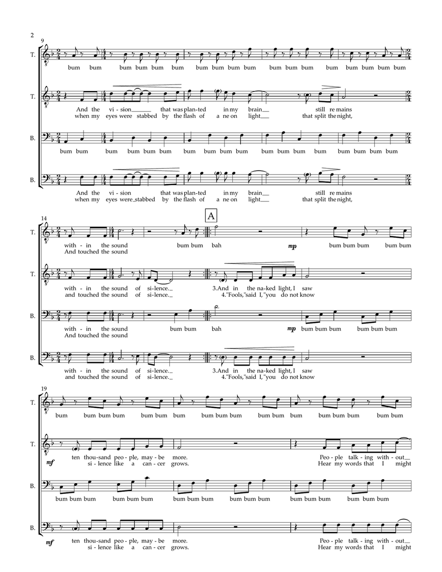 The Sound Of Silence TTBB scores gallery preview page 3