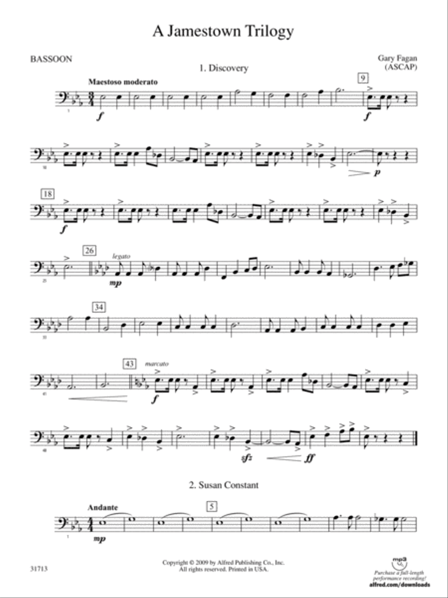 A Jamestown Trilogy: Bassoon Concert Band scores gallery preview page 1