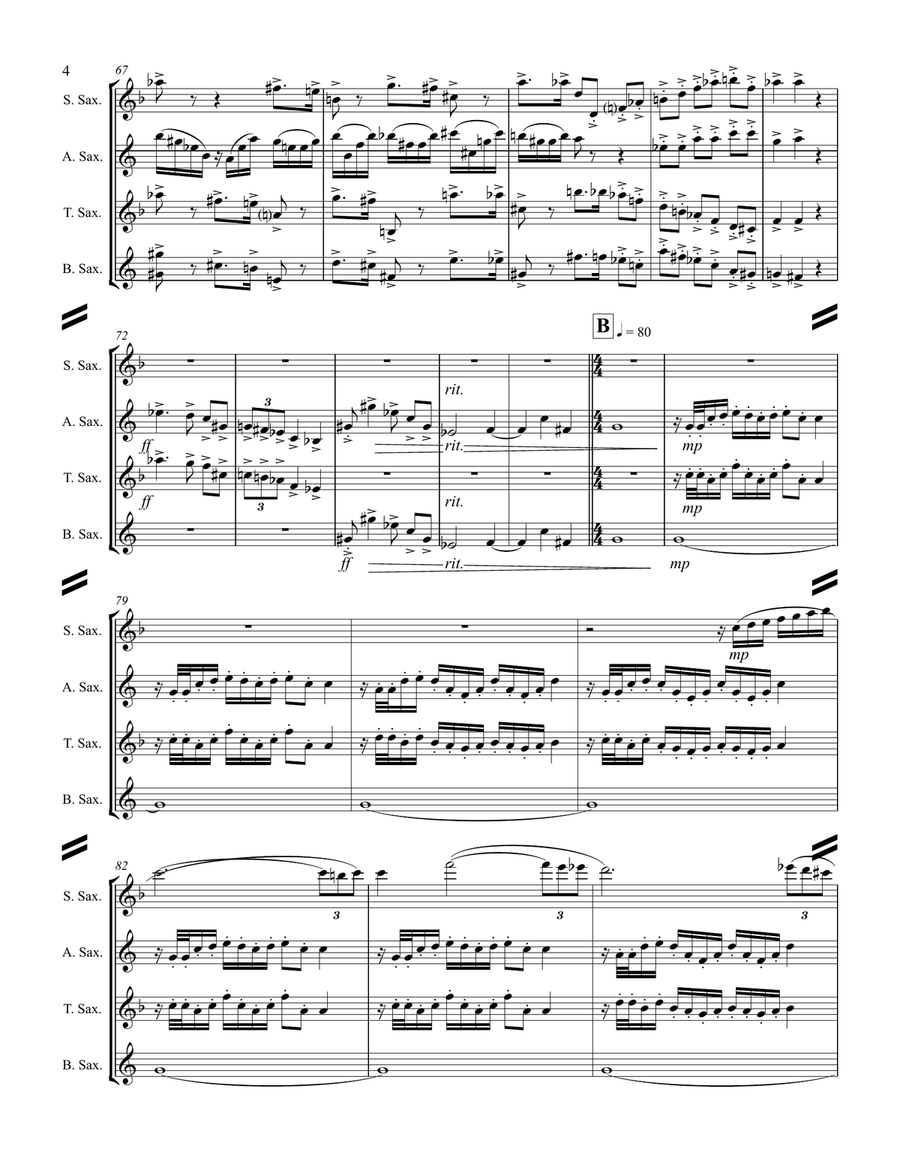1812 Overture (for Saxophone Quartet SATB) Saxophone Quartet scores gallery preview page 5