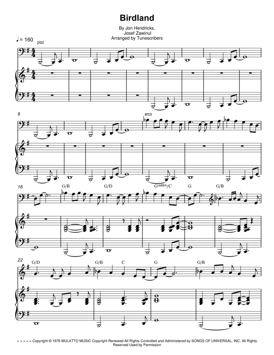 Birdland Piano scores gallery preview page 1