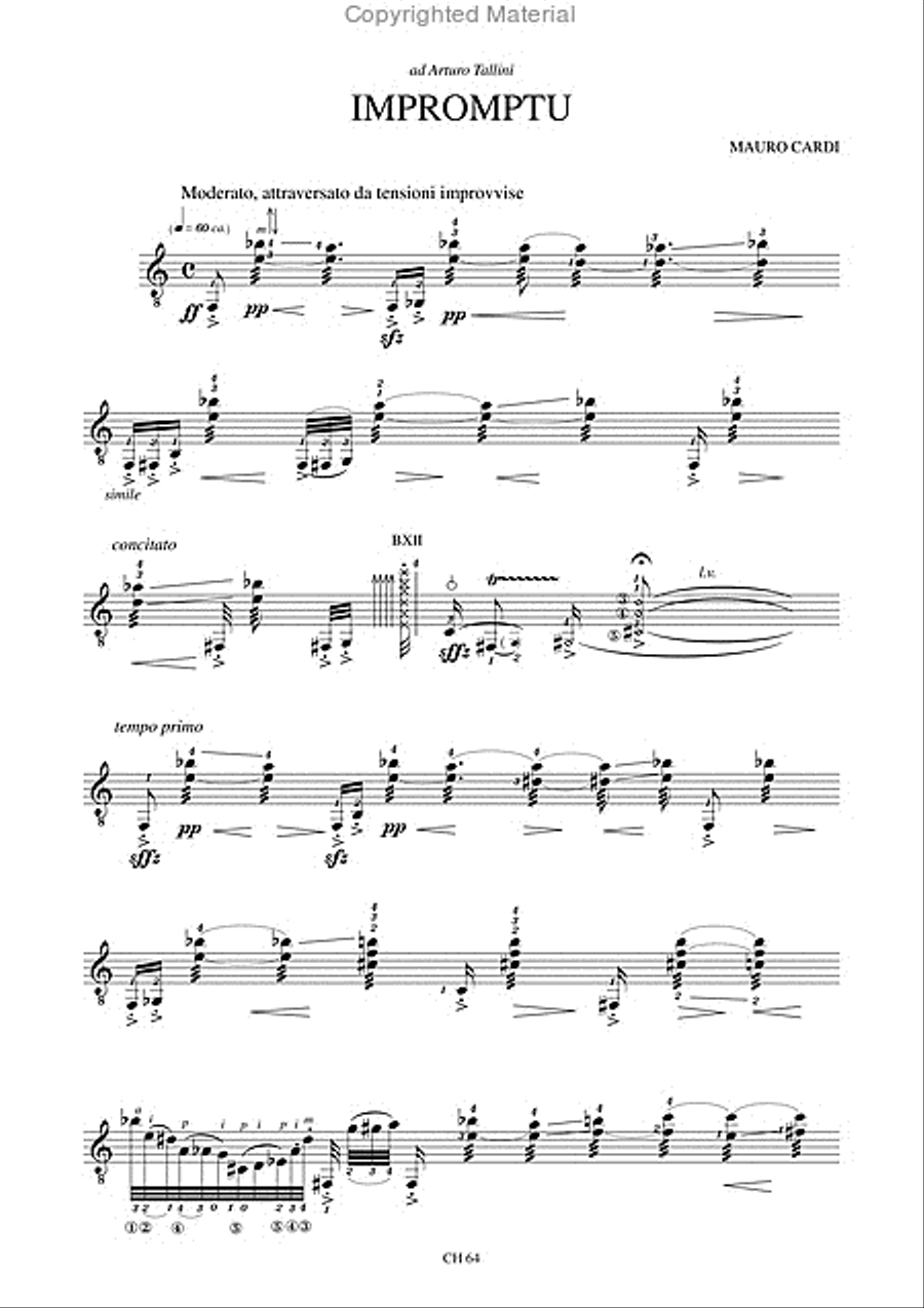 Musica Incerta - Un’introduzione alla musica contemporanea per Chitarra. 6 Compositions for Guitar by Mauro Bortolotti, Mauro Cardi, Fabrizio Casti, Agostino Di Scipio, Fausto Razzi, Italo Vescovo (Introduction by Enrico Fubini and Filippo Poletti) Acoustic Guitar scores gallery preview page 3