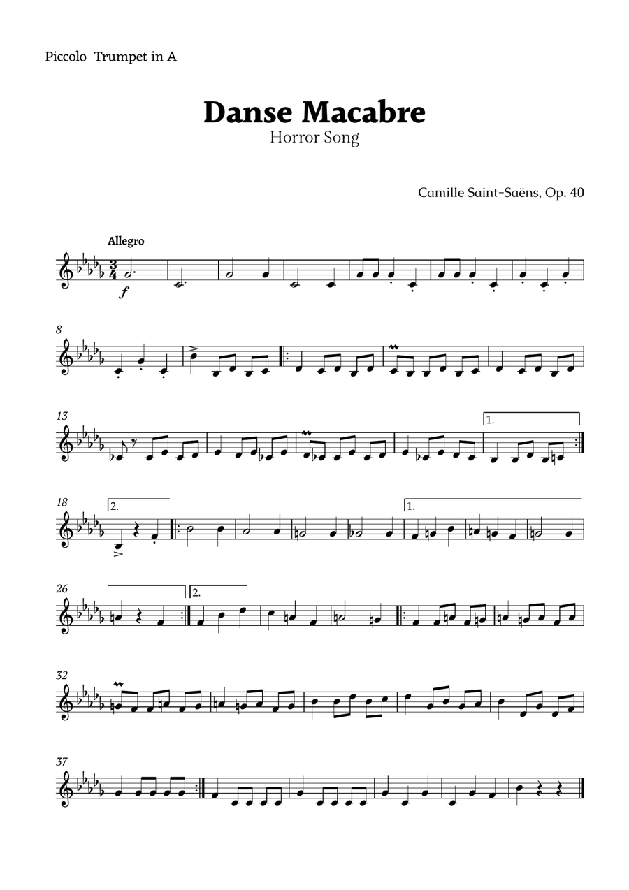 Danse Macabre by Saint-Saëns Chamber Music scores gallery preview page 1