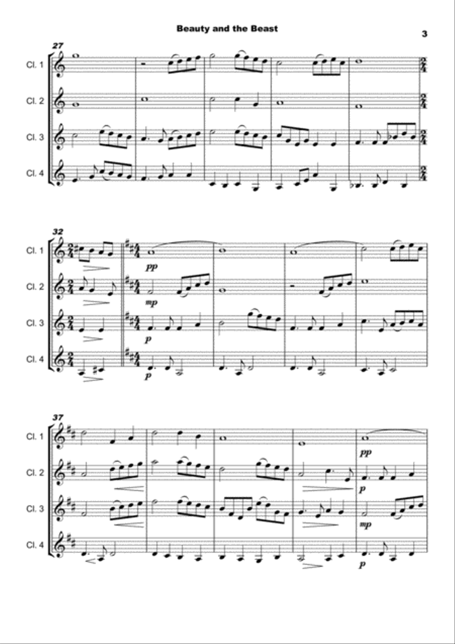 Beauty And The Beast Woodwind Quartet scores gallery preview page 4