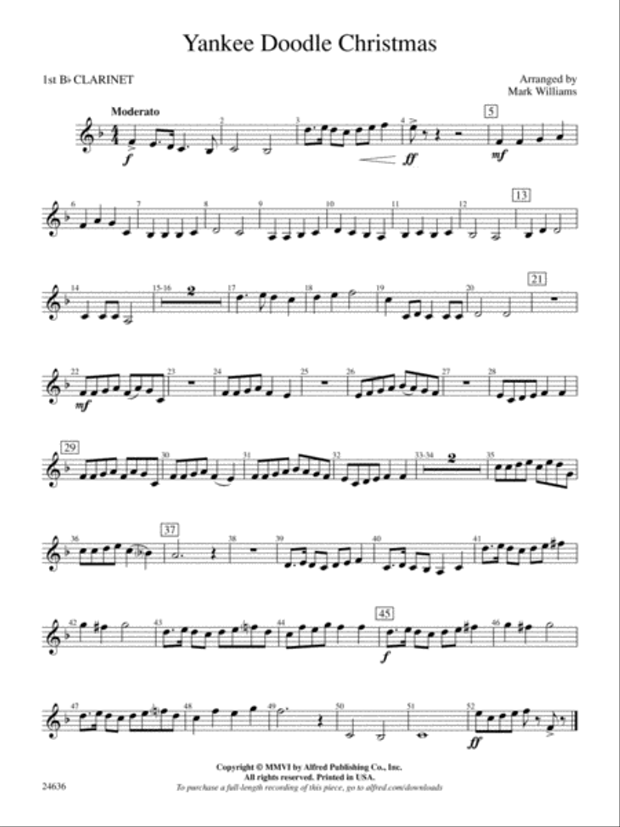 Yankee Doodle Christmas: 1st B-flat Clarinet Concert Band scores gallery preview page 1