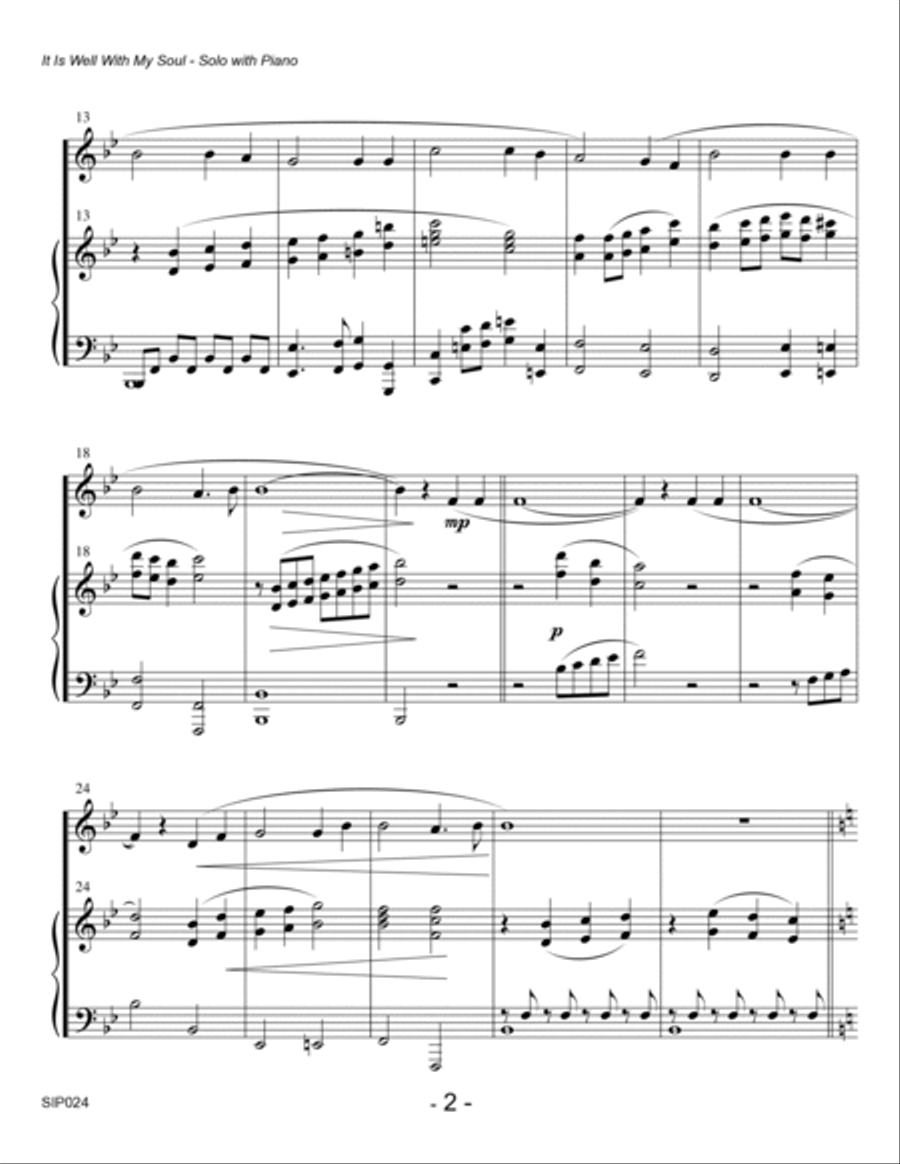 IT IS WELL WITH MY SOUL - Any orchestral instrument with Piano accompaniment (Grade 2) Piano scores gallery preview page 2