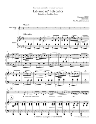 Libiamo ne lieti calici - Brindisi from La Traviata - Bass Clarinet & Piano