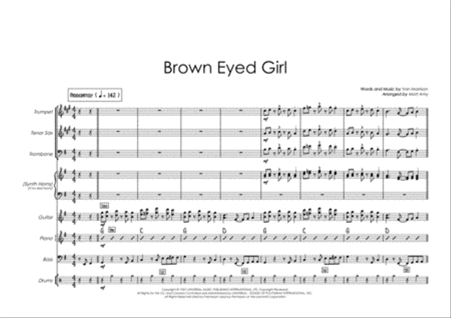 Brown Eyed Girl Jazz Ensemble scores gallery preview page 1