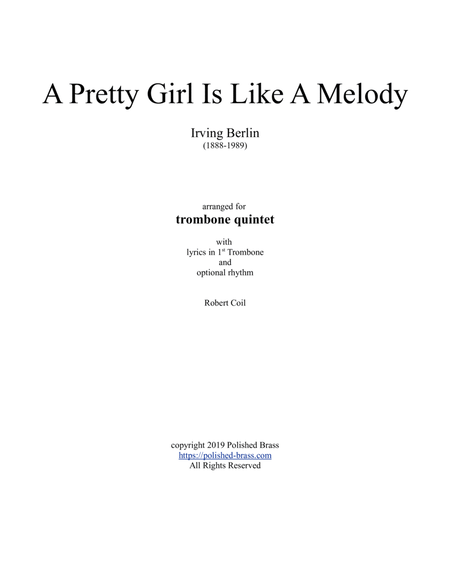 A Pretty Girl Is Like A Melody (Trombone quintet w/opt rhythm) image number null