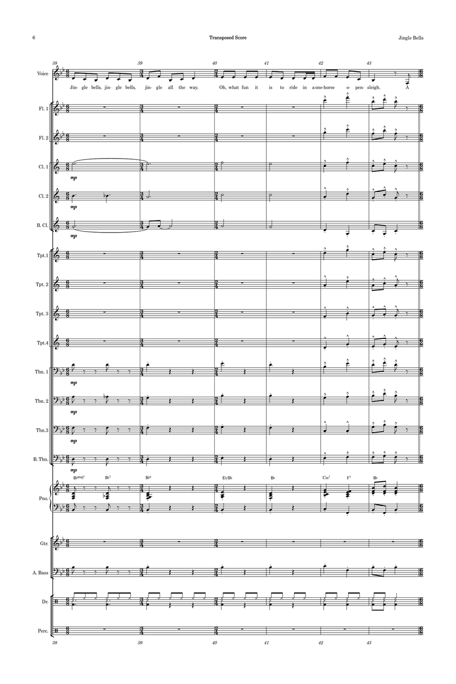 Jingle Bells Female Vocal with Big Band Key of Bb Jazz Ensemble scores gallery preview page 6