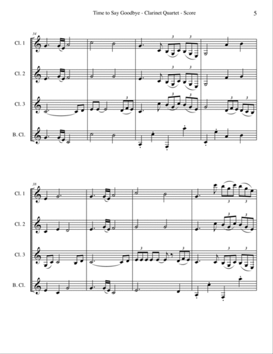 Time To Say Goodbye Woodwind Quartet scores gallery preview page 5