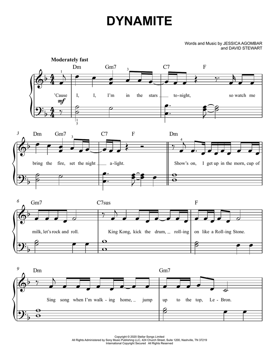 Dynamite Easy Piano scores gallery preview page 1