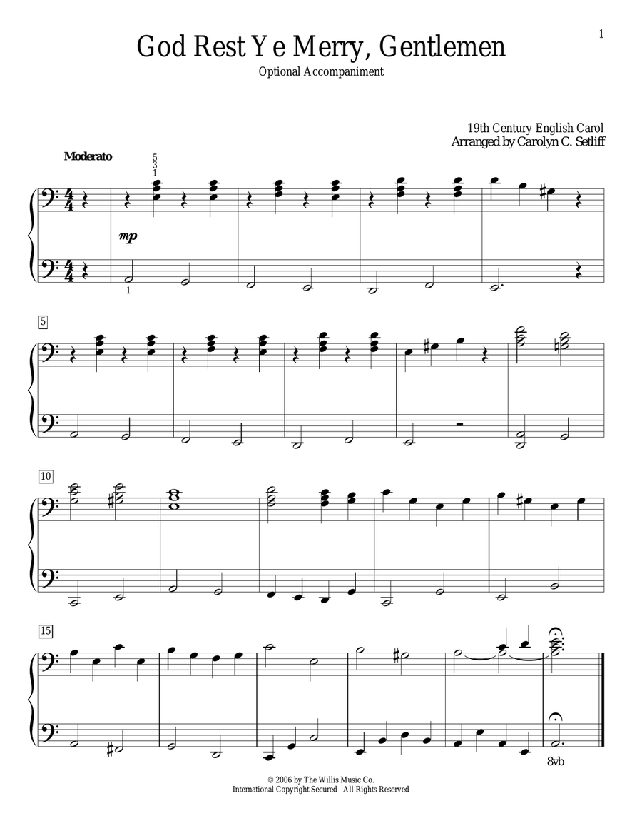 God Rest Ye Merry, Gentlemen Easy Piano scores gallery preview page 1