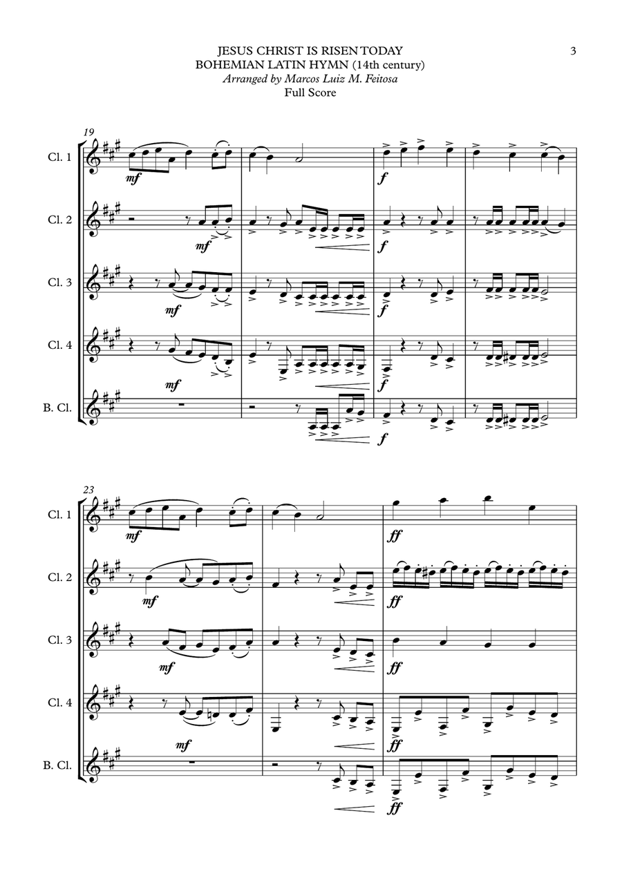 Jesus Christ is Risen Today - Clarinet Quintet Clarinet Quintet scores gallery preview page 5