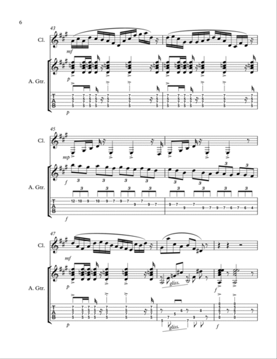 Thermals - for Guitar and Clarinet in A A Clarinet scores gallery preview page 6
