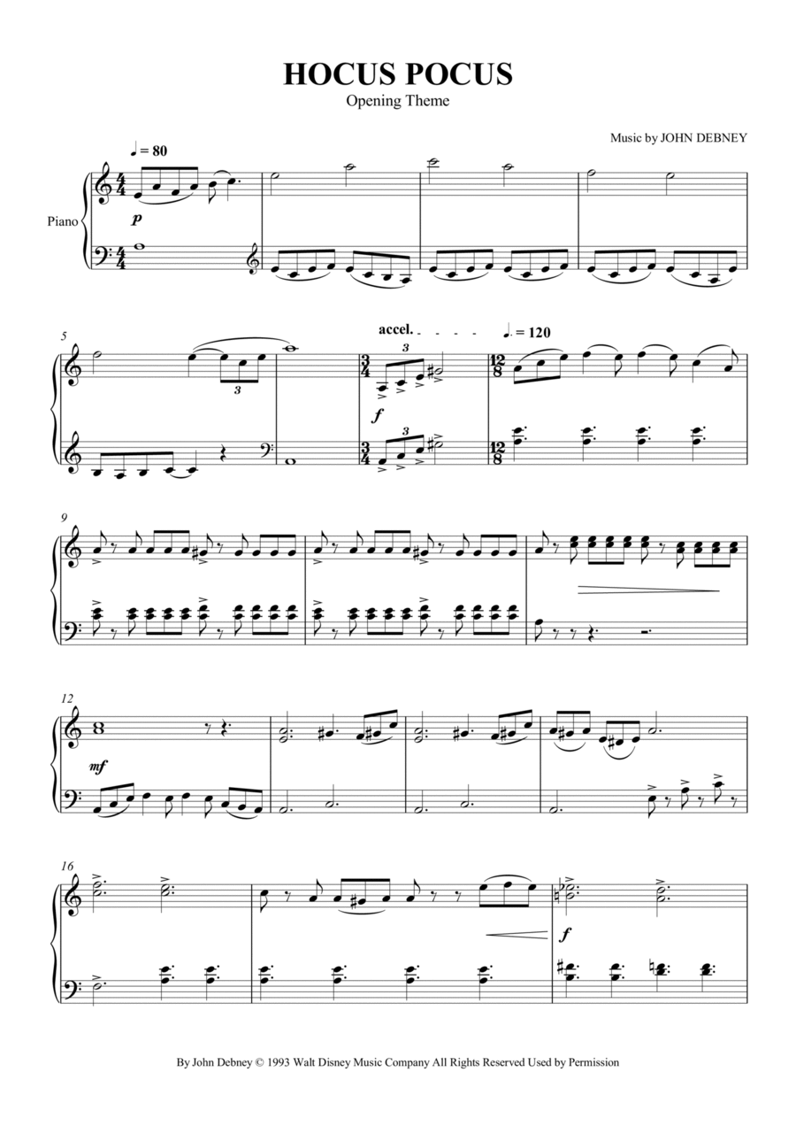 Opening Theme Easy Piano scores gallery preview page 1